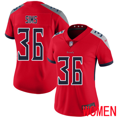 Tennessee Titans Limited Red Women LeShaun Sims Jersey NFL Football #36 Inverted Legend->women nfl jersey->Women Jersey